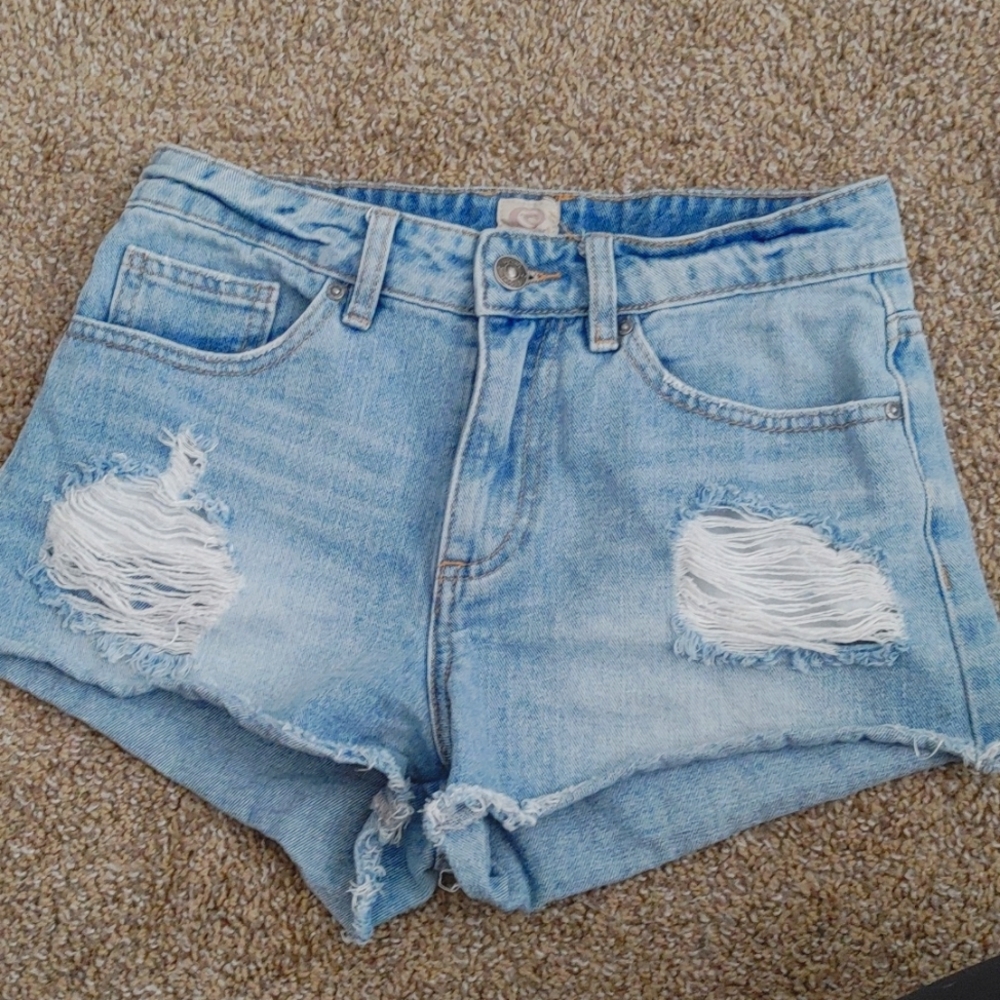 Rip Curl, Blue Denim Distressed Shorts, Size 3